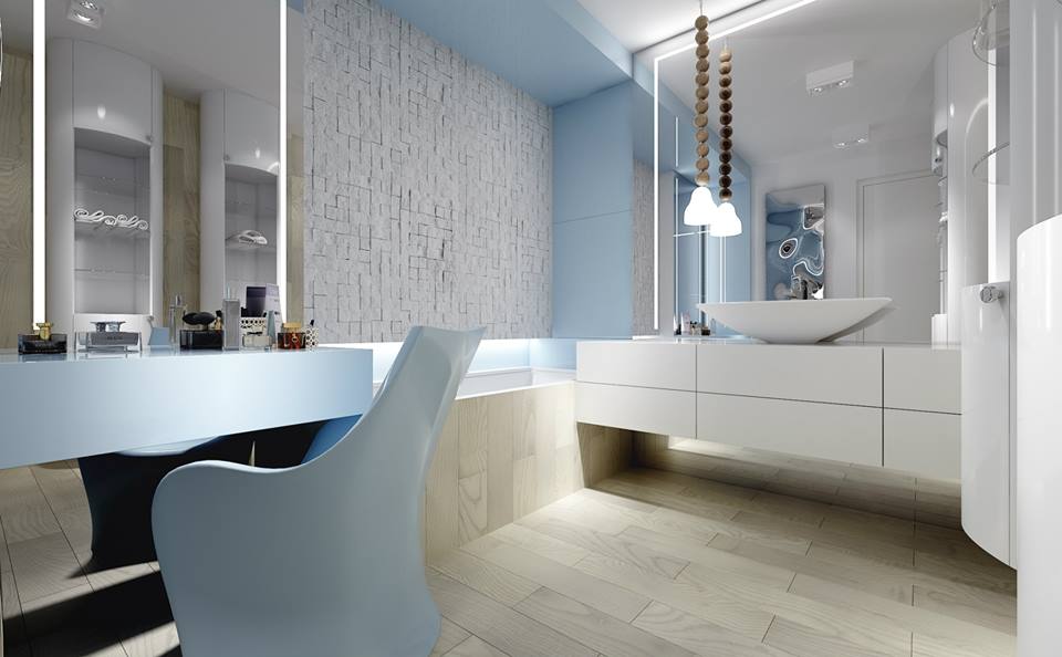 Drewno i kamień w łazienceNowoczesny design łazienki w bieli