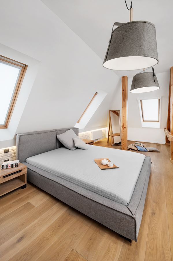 Minimalistyczna sypialnia Sypialnia w stylu bauhaus