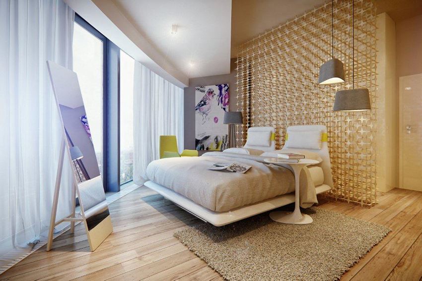 Złota sypialnia w nowoczesnym stylu