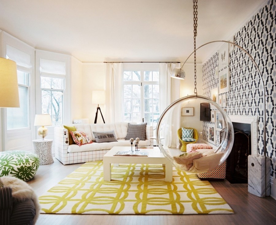 Nowoczesny salon Stylowa lampa w salonie Arco Flos