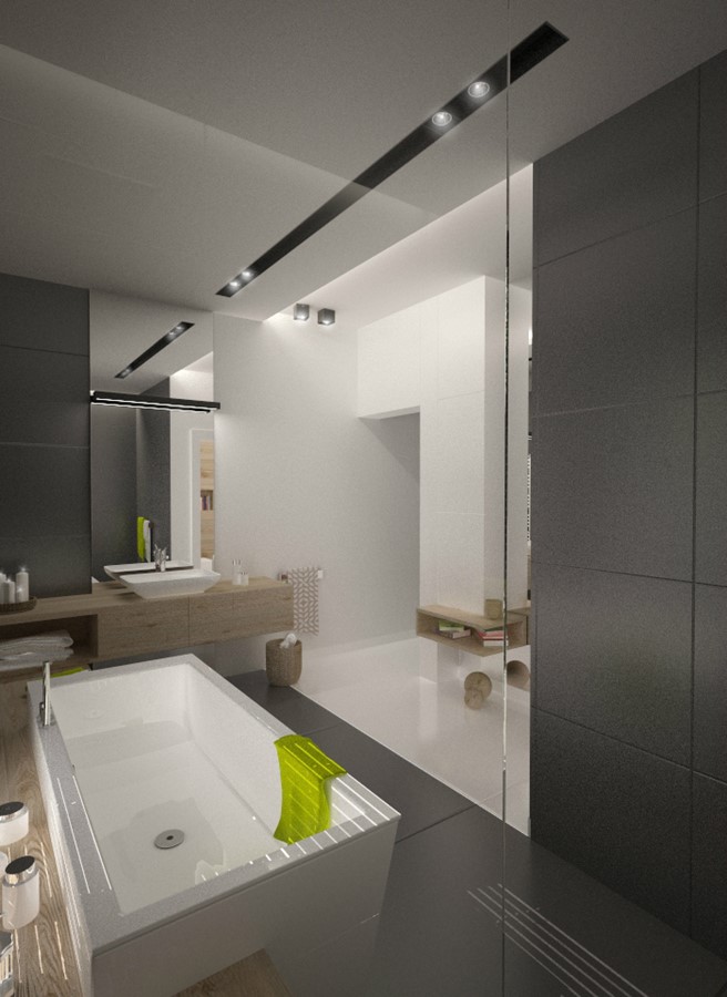 Biało-szara łazienka w nowoczesnym stylu