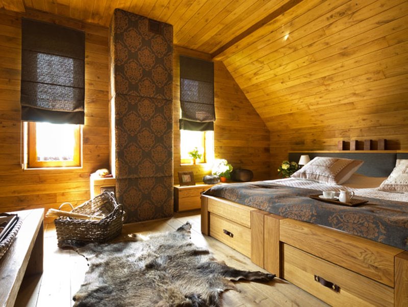 Sypialnia w jasnym drewnie aranżacje wnętrz