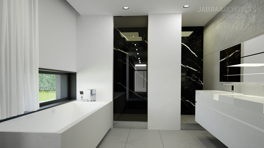 Przestronna łazienka w stylu Bauhaus JABRAARCHITECTS