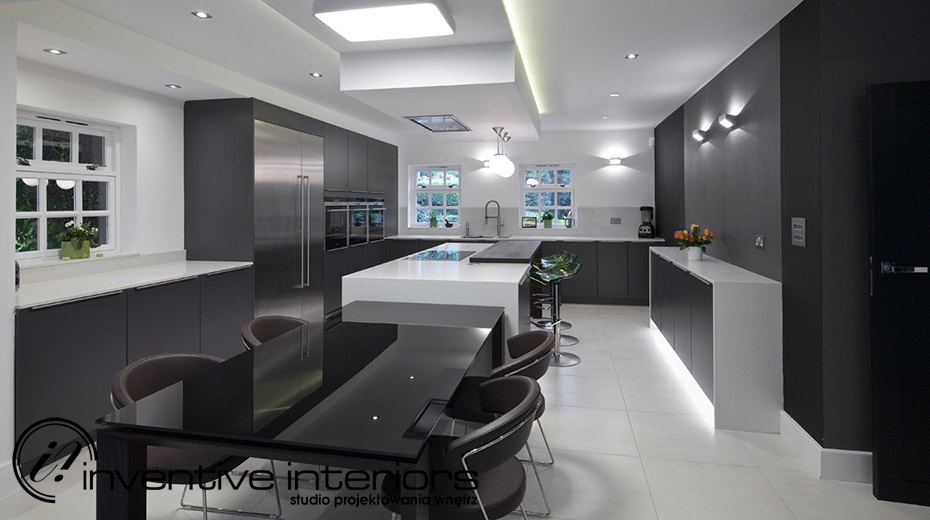 Wystrój nowoczesnej kuchni połączonej z jadalnią Wystrój nowoczesnej kuchni połączonej z jadalnią Inventive Interiors