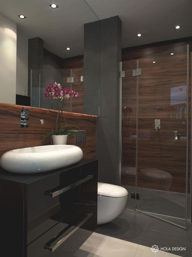 Ciemne Drewno W Małej łazience Z Prysznicem Inspiracja Homesquare