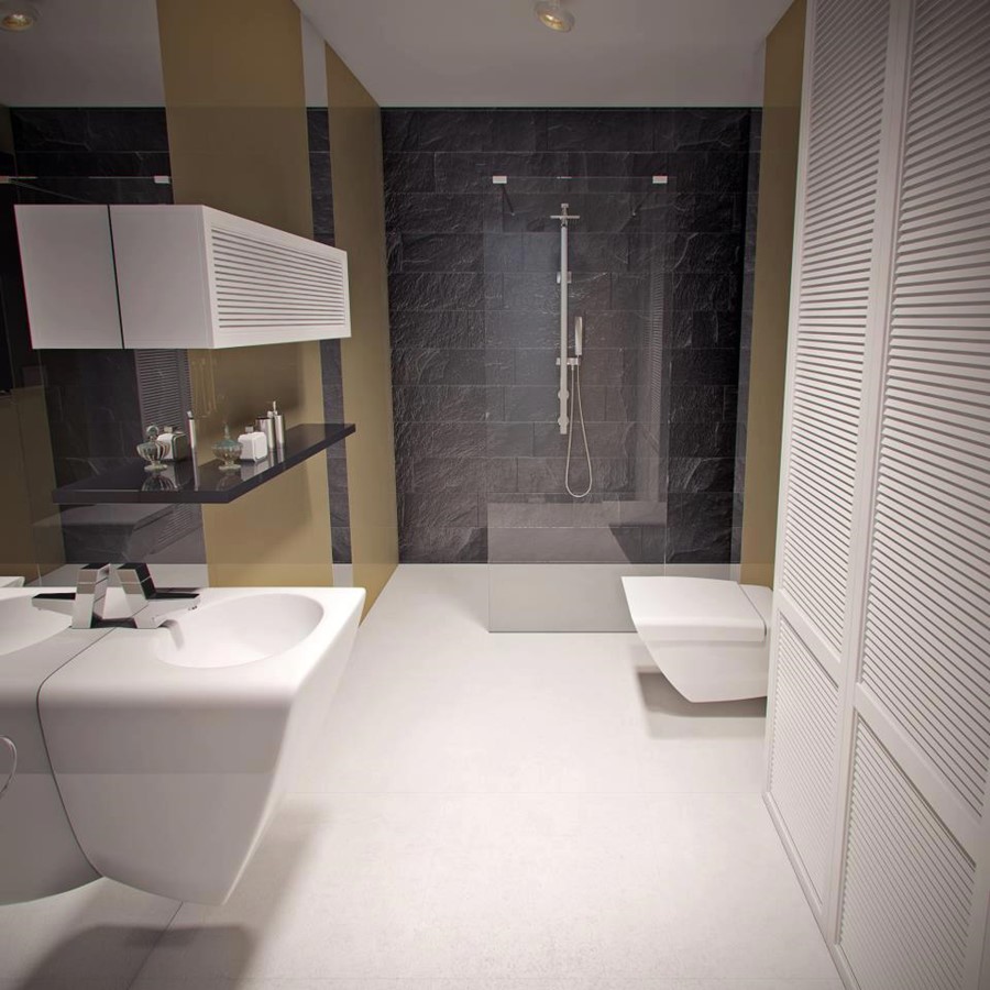 Nowoczesna łazienka z przeszkloną kabiną Concept Architektura wnętrz