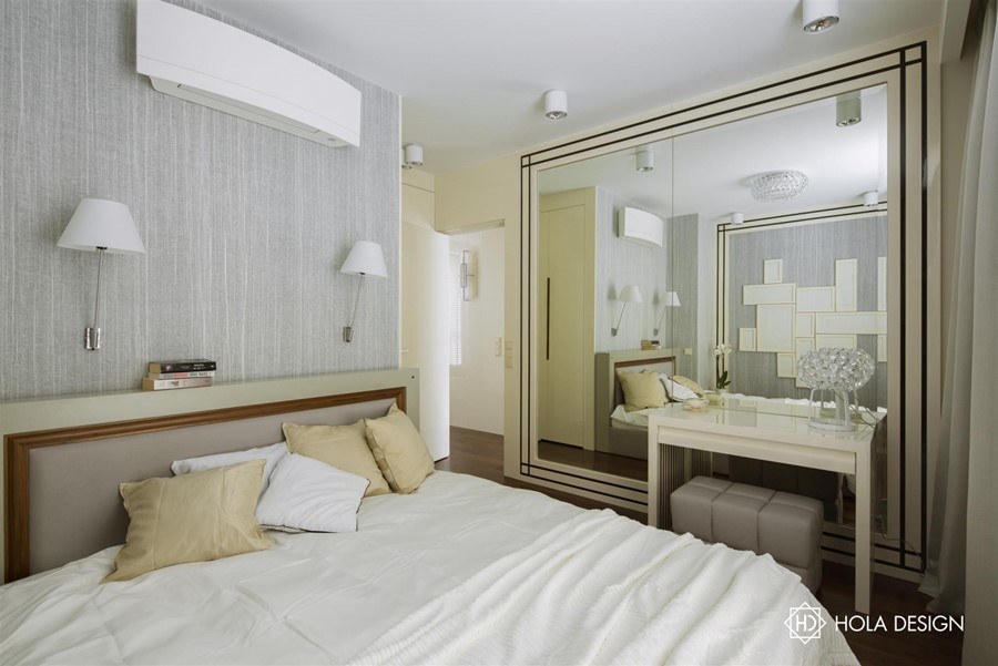 Oryginalny wystrój sypialni w jasnych kolorach Hola Design