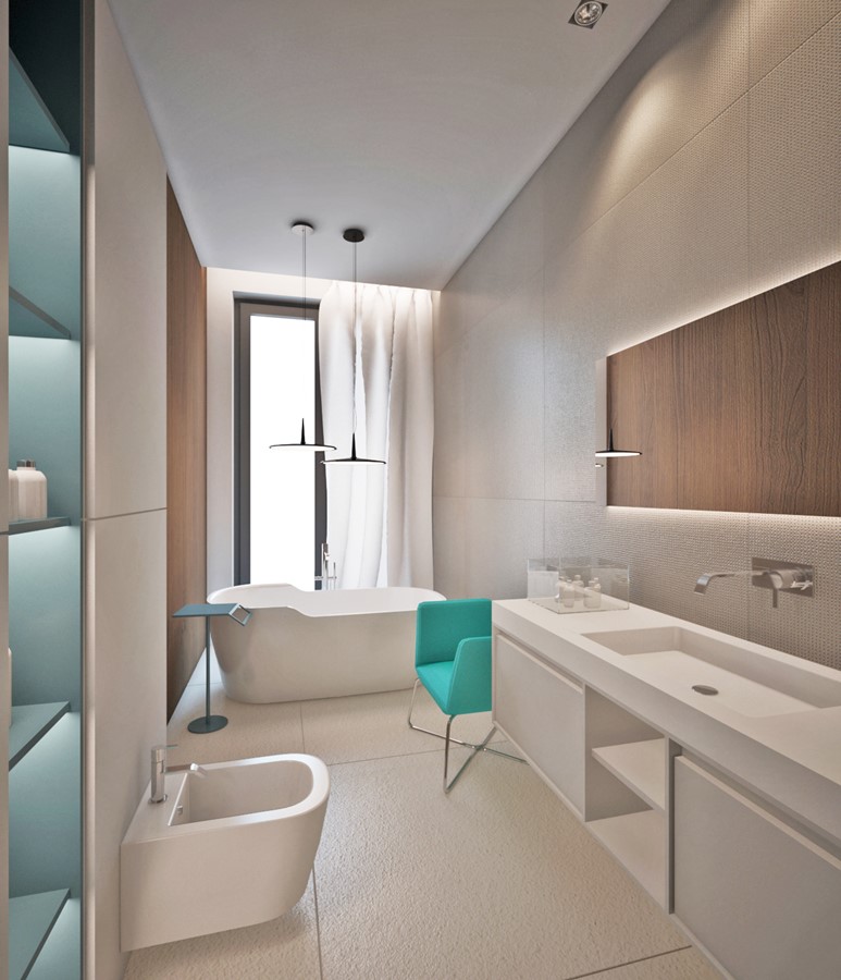 Projekt wąskiej łazienki w minimalistycznym stylu Pracownia Projektowa Sucharski