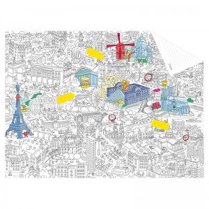 Plakat-kolorowanka mapa Paryża OMY