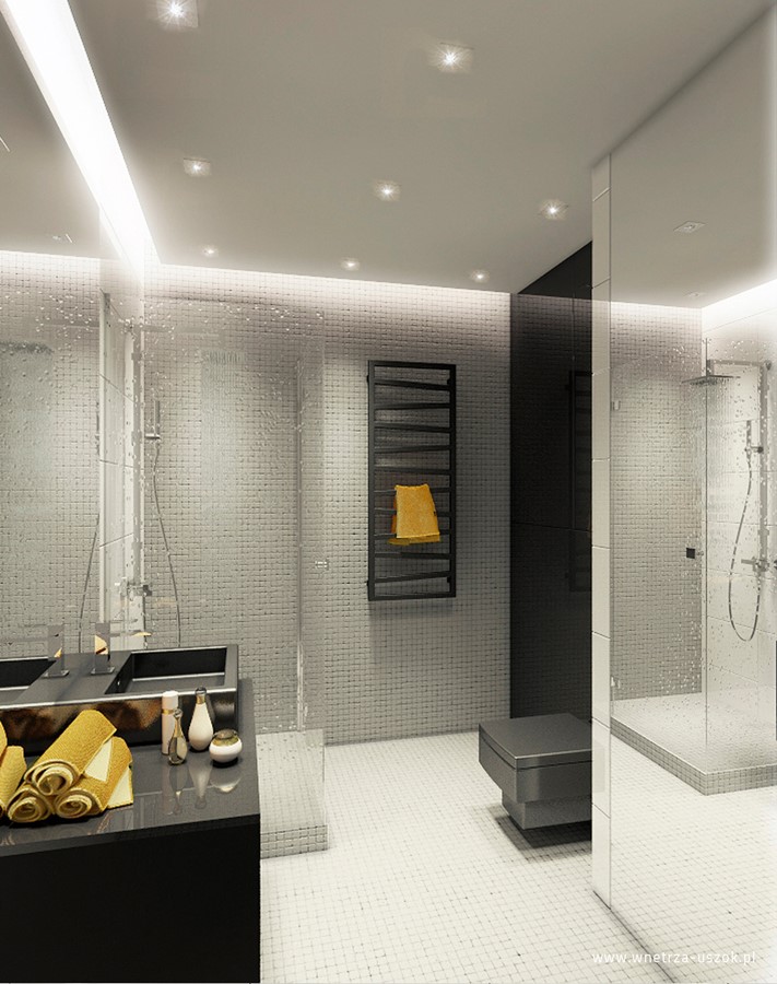 Projekt jasnej łazienki w nowoczesnym stylu USZOK