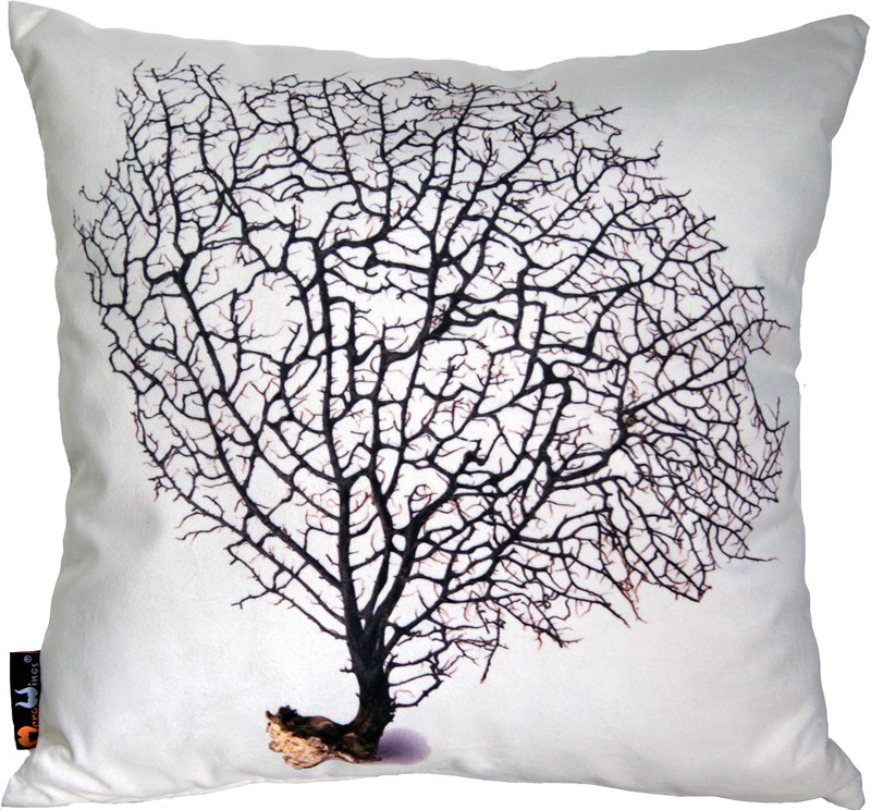 Koralowe dodatki - Poduszka dekoracyjna MeroWings Black Coral on Cream Square Cushion
