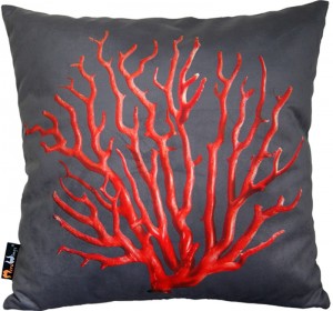 Poduszka dekoracyjna MeroWings Red Coral on grey Square Cushion