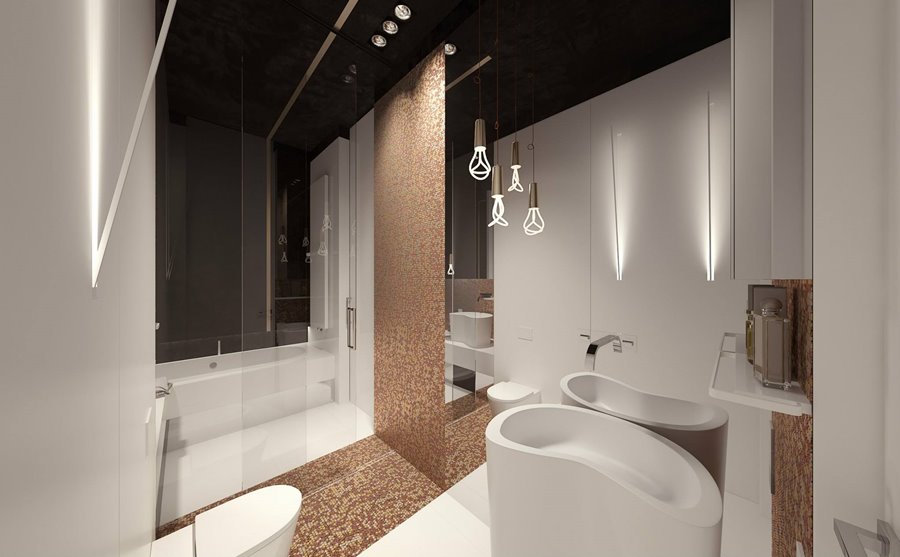 Miedziana mozaika w łazience Concept