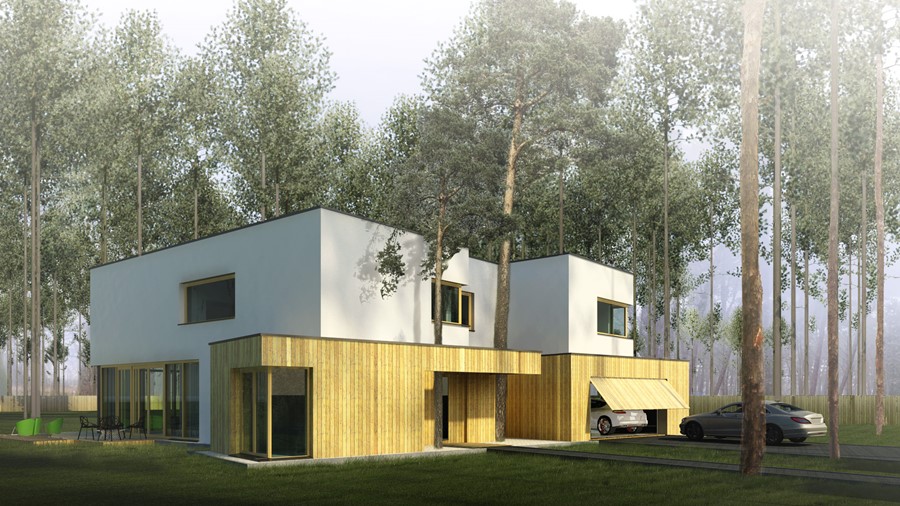 Nowoczesny projekt domu wkomponowanego w las A8 architektura - przestronne wnętrza