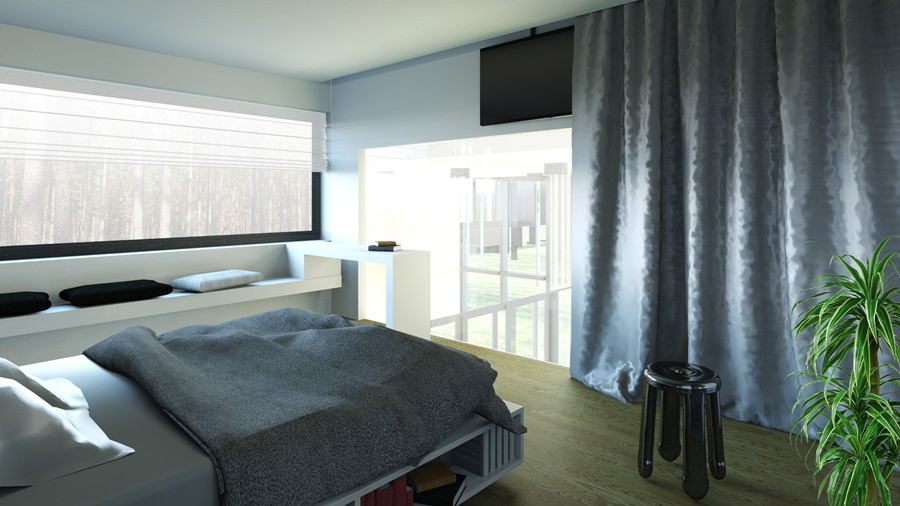 Sypialnia z przeszklonym prześwitem A8 Architektura