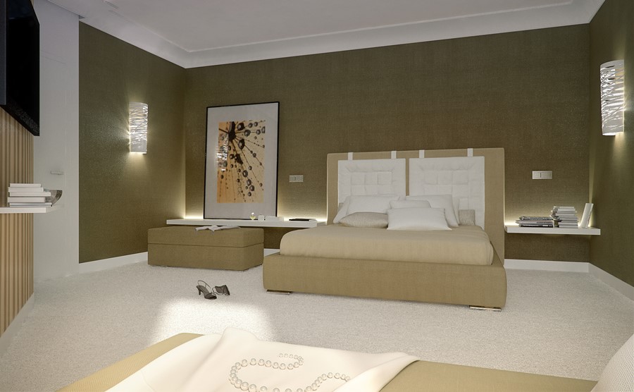 Ciepłe kolory zestawione z nowoczesnością - sypialnia Concept
