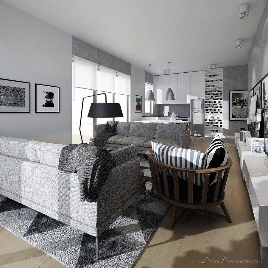 Betonowe ściany w nowoczesnym apartamencie