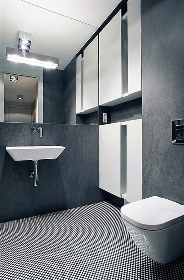 Biało-szara toaleta w nowoczesnym stylu Jach Architekci