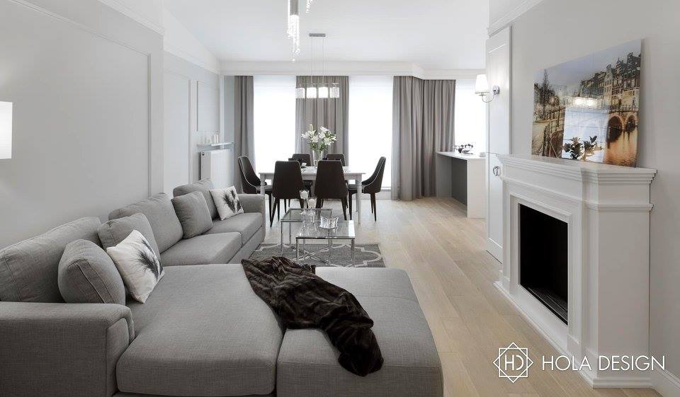 Pokój dzienny z jadalnią - modern classic Pokój dzienny z jadalnią - modern classic Hola Design
