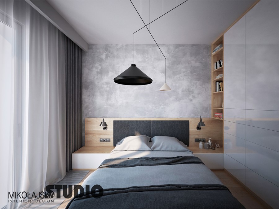 Beton dekoracyjny w sypialni