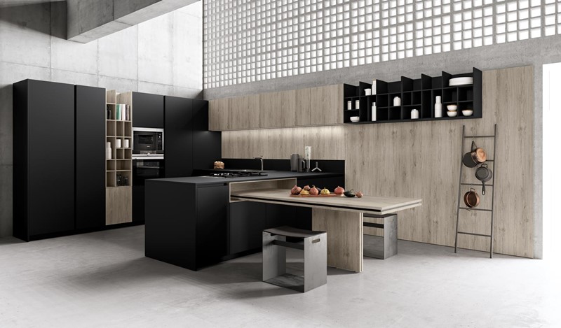 Czarne meble kuchenne w nowoczesnym stylu - TLK Kitchens kuchnie włoskie
