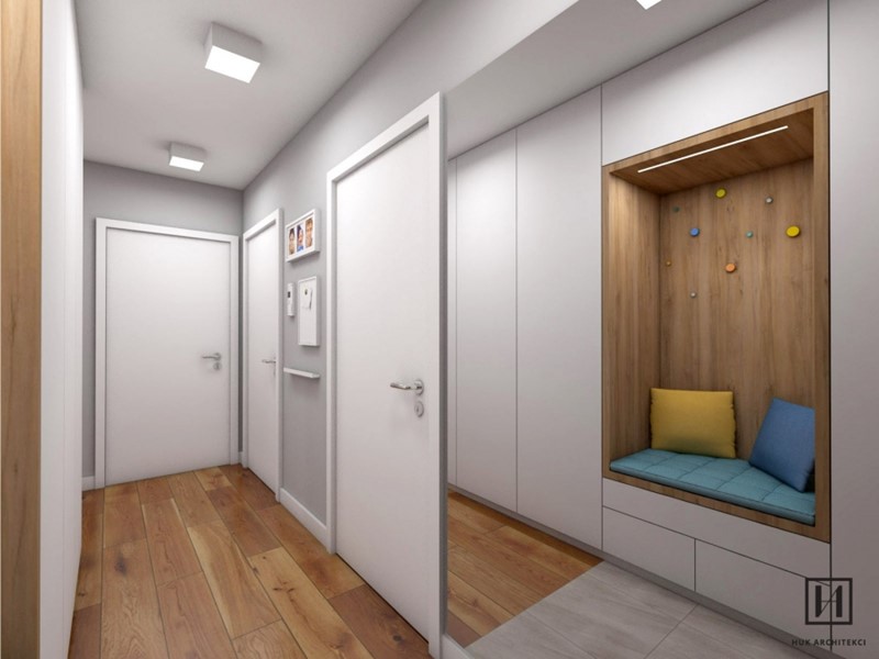 Projekt korytarza w mieszkaniu - Huk Architekci