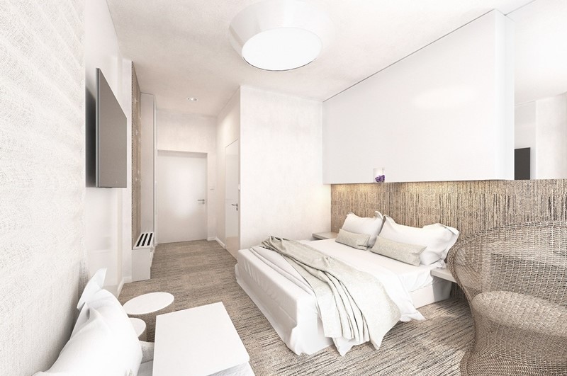 Biała sypialnia z kącikiem wypoczynkowym - Concept