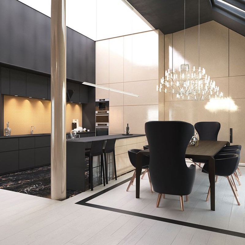 Ekskluzywna kuchnia z jadalnią Ekskluzywna kuchnia z jadalnią - Concept Architektura