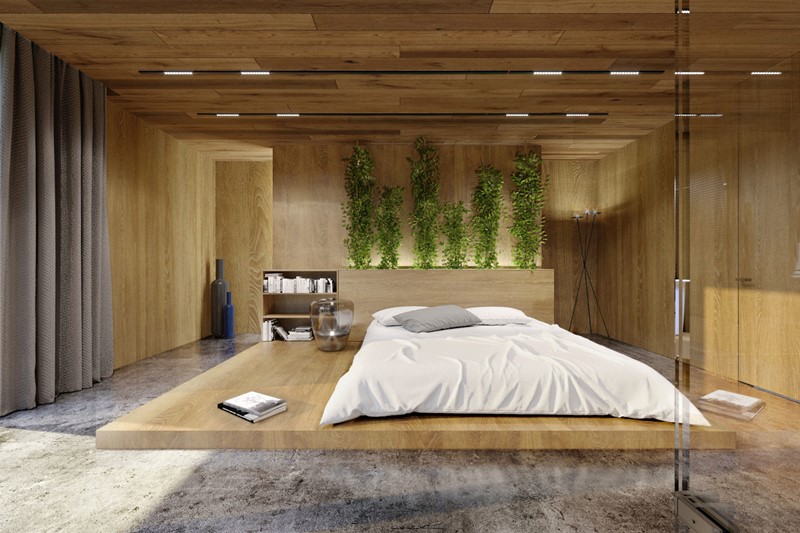 Ekskluzywna sypialnia w drewnie