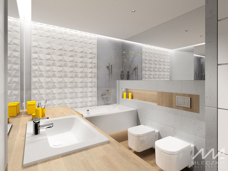 Płytki 3D w nowoczesnej łazience