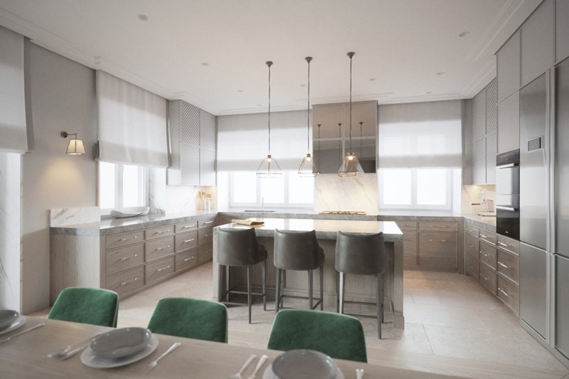 Projekt stylowej kuchni z wyspą i jadalnią Projekt stylowej kuchni z wyspą i jadalnią