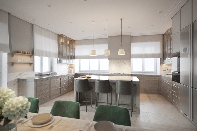 Projekt stylowej kuchni z wyspą i jadalnią Projekt stylowej kuchni z wyspą i jadalnią
