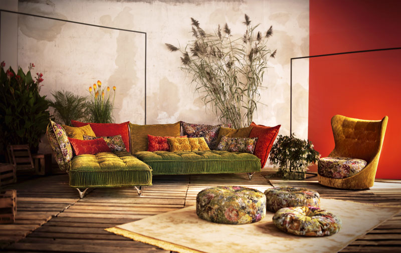 Welurowa zielona sofa Bretz Welurowa zielona sofa Bretz