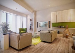 Jasny salon z kuchnią