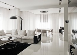 Biało-czarny salon w nowoczesnym stylu
