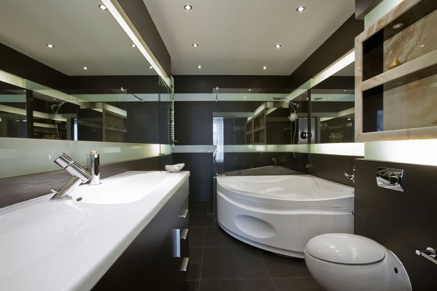 Ciemnobrązowa łazienka w nowoczesnym stylu