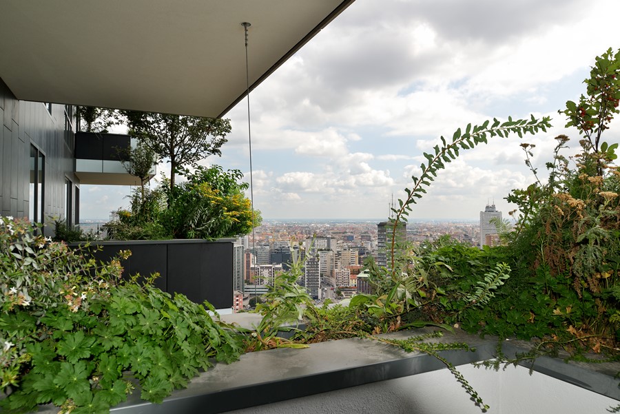Panorama Mediolanu, widok z apartamentu Bosco Verticale