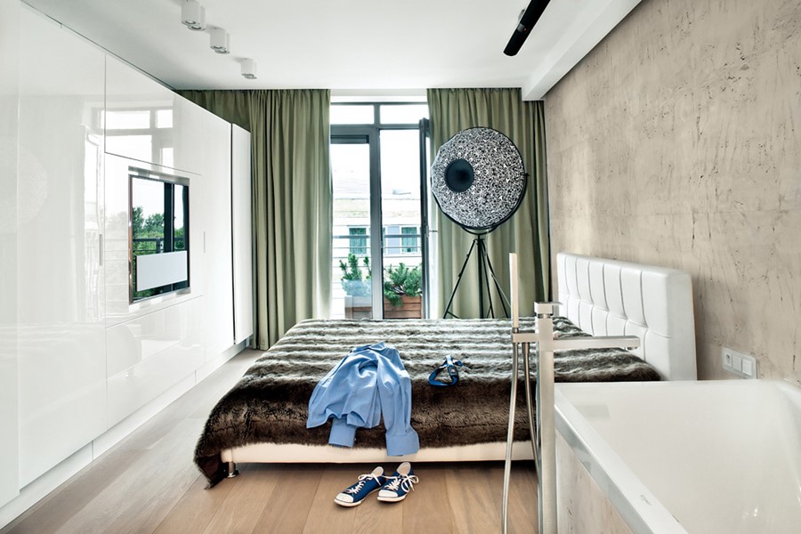 Meble na wysoki połysk w sypialni