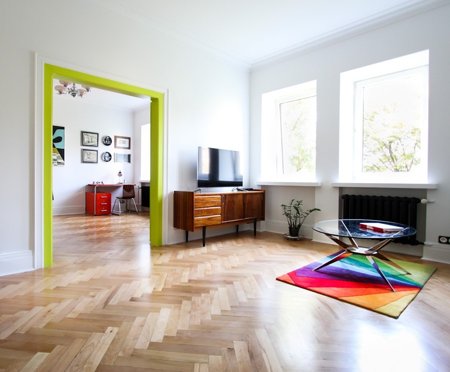 Salon w stylu vintage Pokój dzienny stylizowany na lata 60