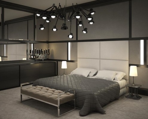Aranżacja ciemnej sypialni w nowoczesnym stylu