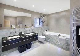 Aranżacja nowoczesnej łazienki w kamienną umywalką - oryginalna łazienka