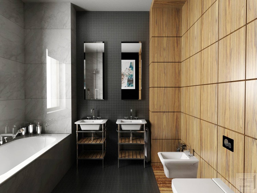 Drewniane panele w nowoczesnej łazience