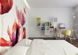 Duża nowoczesna sypialnia w bieli