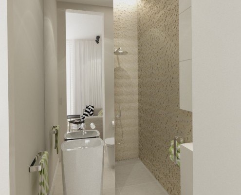 Mała łazienka z mozaiką 3D w nowoczesnym stylu