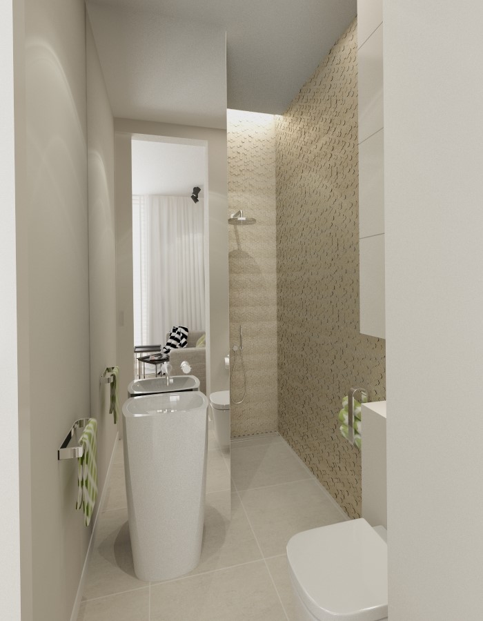 Mała łazienka z mozaiką 3D w nowoczesnym stylu