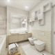 Projekt białej łazienki z wanną styl nowoczesny