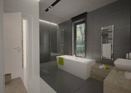Przestronna łazienka w nowoczesnym wydaniu wanna i prysznic