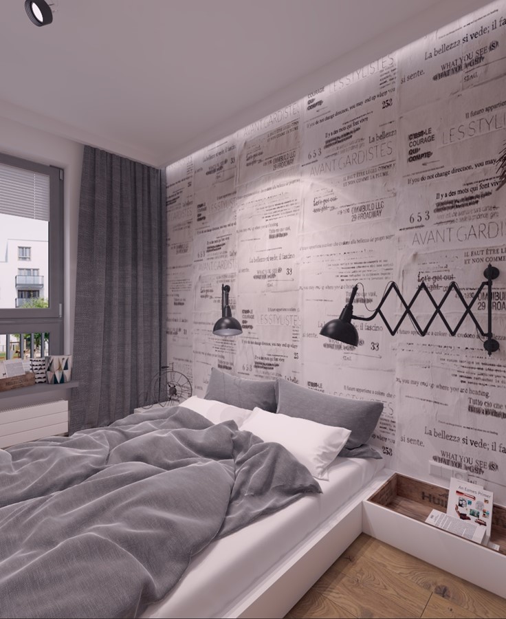 Sypialnia w kawalerce Sypialnia w kawalerce projekt wnętrza