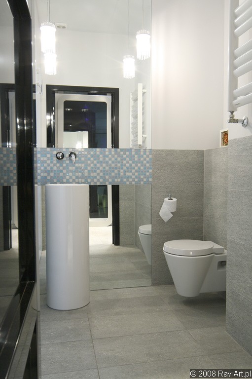 Błękitno-szara łazienka toaleta