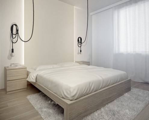 Minimalistyczna sypialnia w jasnym drewnie Studio.O.